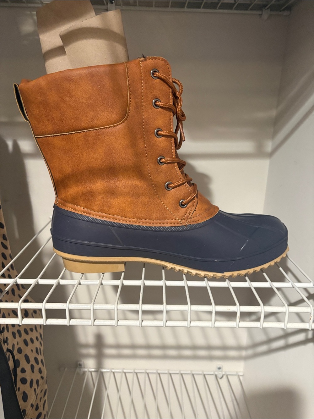 torrid Tan Upper & Navy Waterproof Duck Boots - Women's Winter Rain Boots